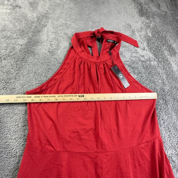 OUGES Womens Red Halter Neck Sleeveless Dress XXL Cotton Blend Tie Back NWT - Picture 5 of 6